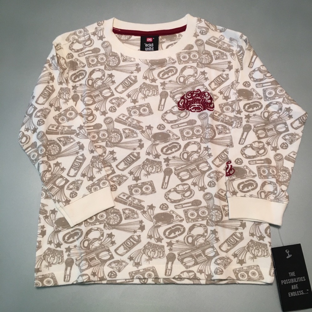 NWT: Ecko Unlimited LS Waffle-Knit Graphic Tee